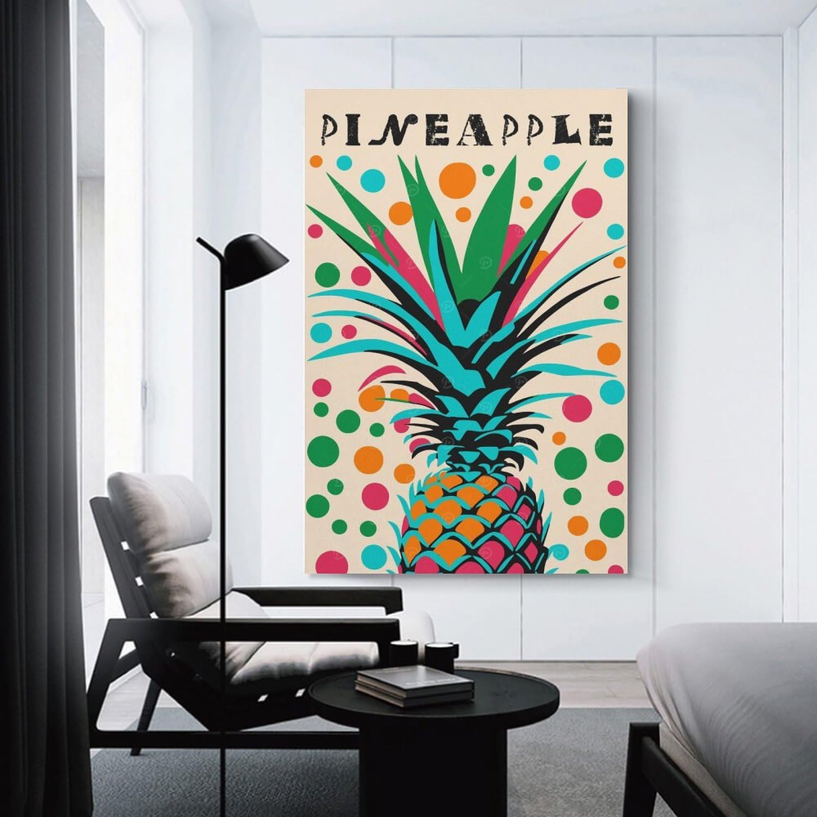 Junmoney Disco Pinapple Canvas Art Print, 20x30inch(50x75cm), for Home Walls, Creative Rooms Or Shared Spaces, Decorative Artwork with Broad Appeal