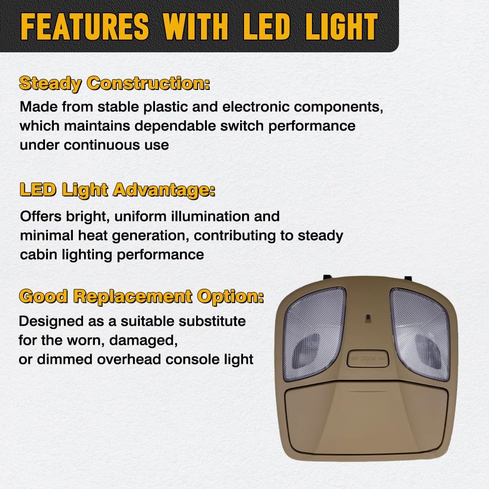 MACHSWON Overhead Console Map Reading Light Assembly 928104R000TX, Overhead Consoles with Dome Light Assembly, Compatible with Hyundai Sonata 2011-2016, 1 pc (LED Bulb)