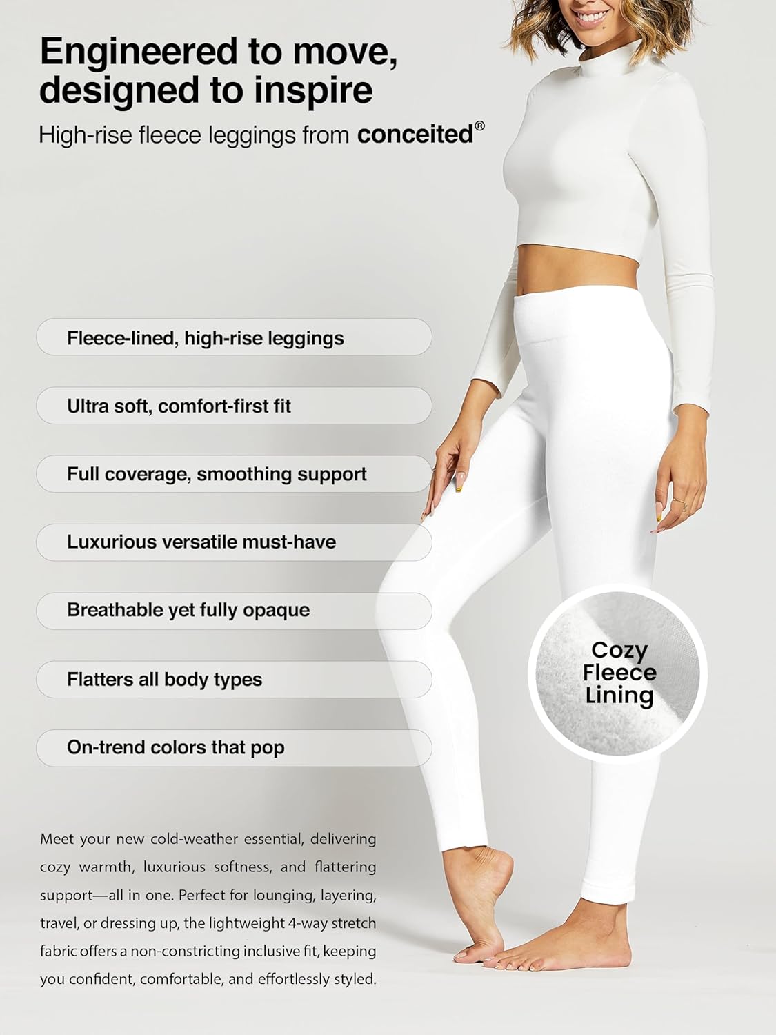 Conceited Fleece Lined Leggings in New Sweater Knit and 20+ Colors (Available in Plus Size) - Image 4