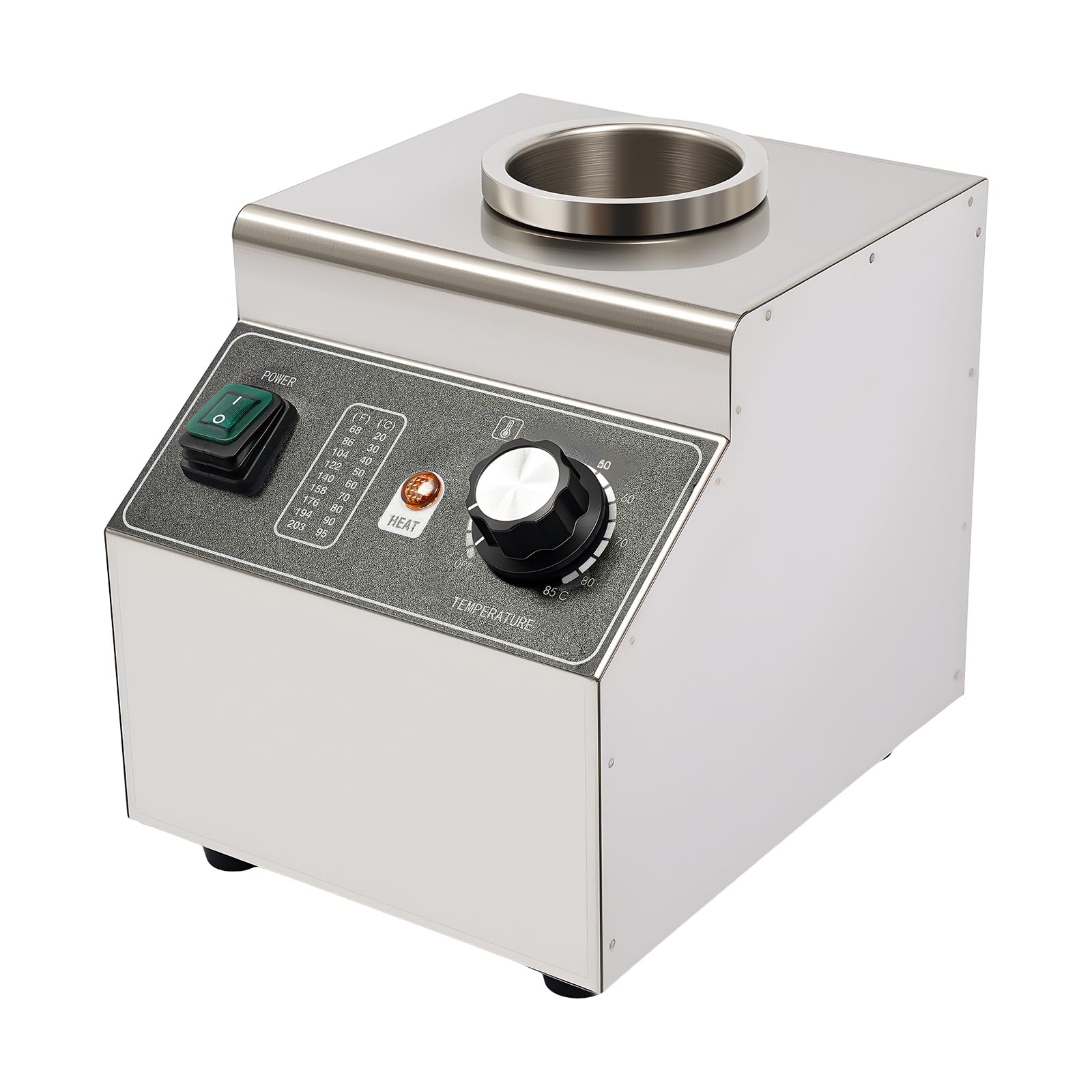 Scaldavivande elettrico da 100 W, con bottiglia a pressione da 680 ml, temperatura regolabile da 30 a 85 °C, in acciaio inox, per formaggio, cioccolato, gastronomia, caffè, casa, argento