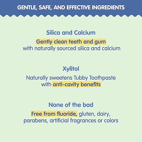 Miniatura 3 de TUBBY TODD Pasta de dientes sin flúor para niños, hecha con xilitol, pasta de dientes segura para bebés, niños pequeños, bebés y niños, 4 onzas,