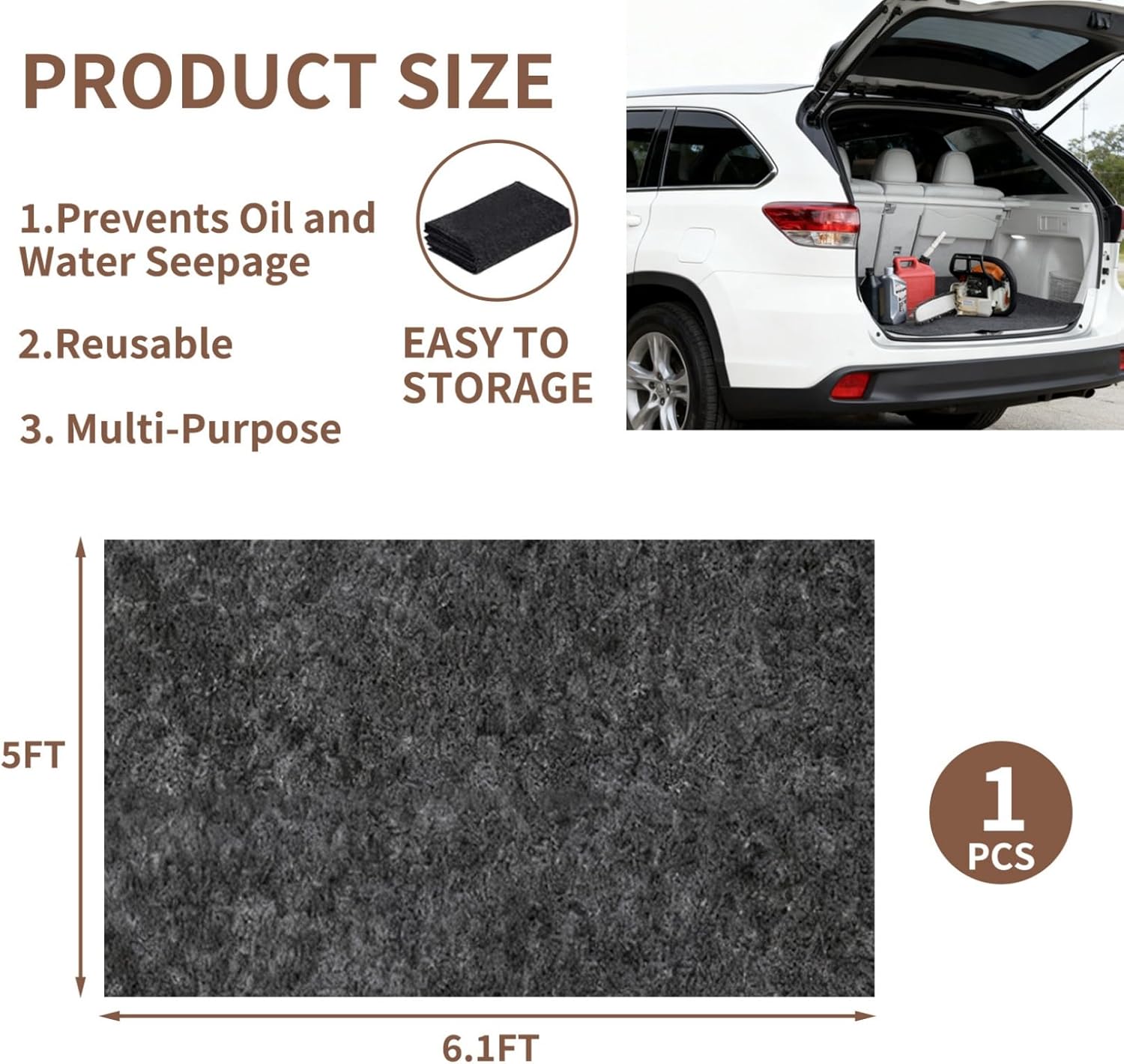 Oil Spill Mat, Dog Seat Cover, Garage Floor Mat for Under Car,Highly Absorbent Maintenance Mat Protects Vehicle Interior, Fit for SUVs, Trucks, Vans, and Cars (60 x 74 Inch)