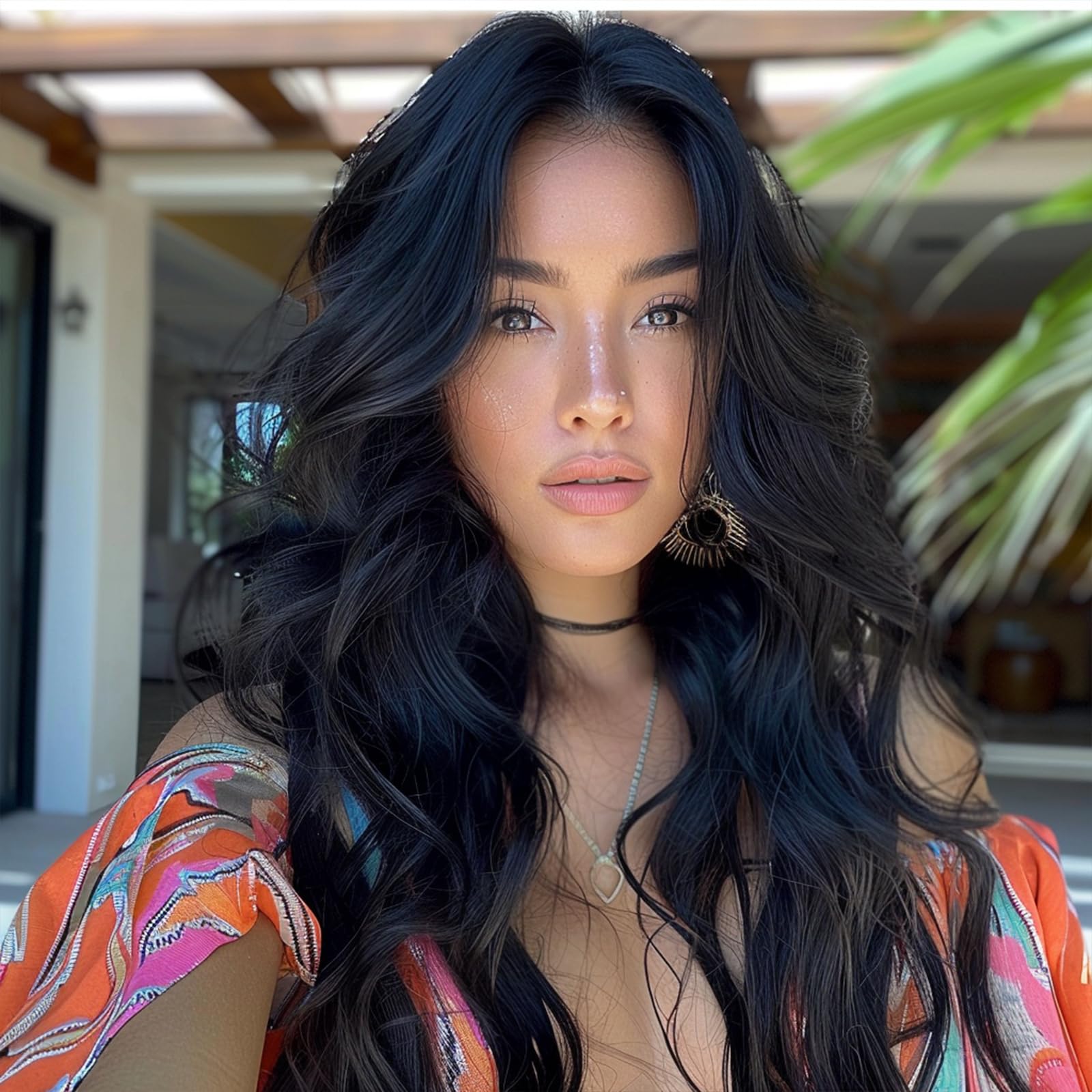 Leuik Body Wave Black Wig for Women|Synthetic Long Black Wigs for Black Women|Glueless Wig for White Women 27 inch