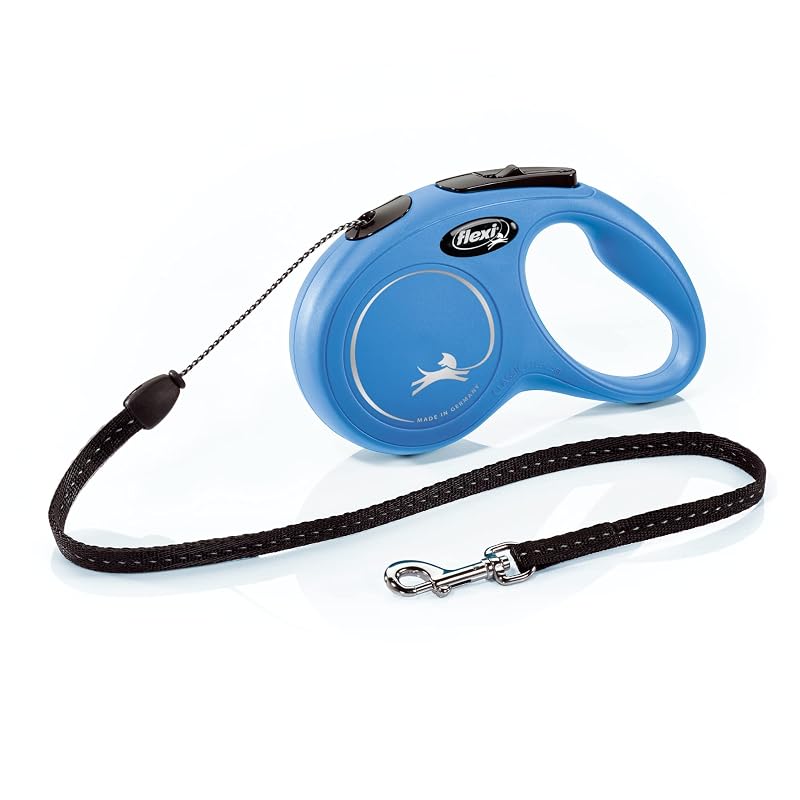 Guia retrátil para cães FLEXI New Classic S Cord de nylon, Azul (Blue), tamanho Pequeno, 4,88 m
