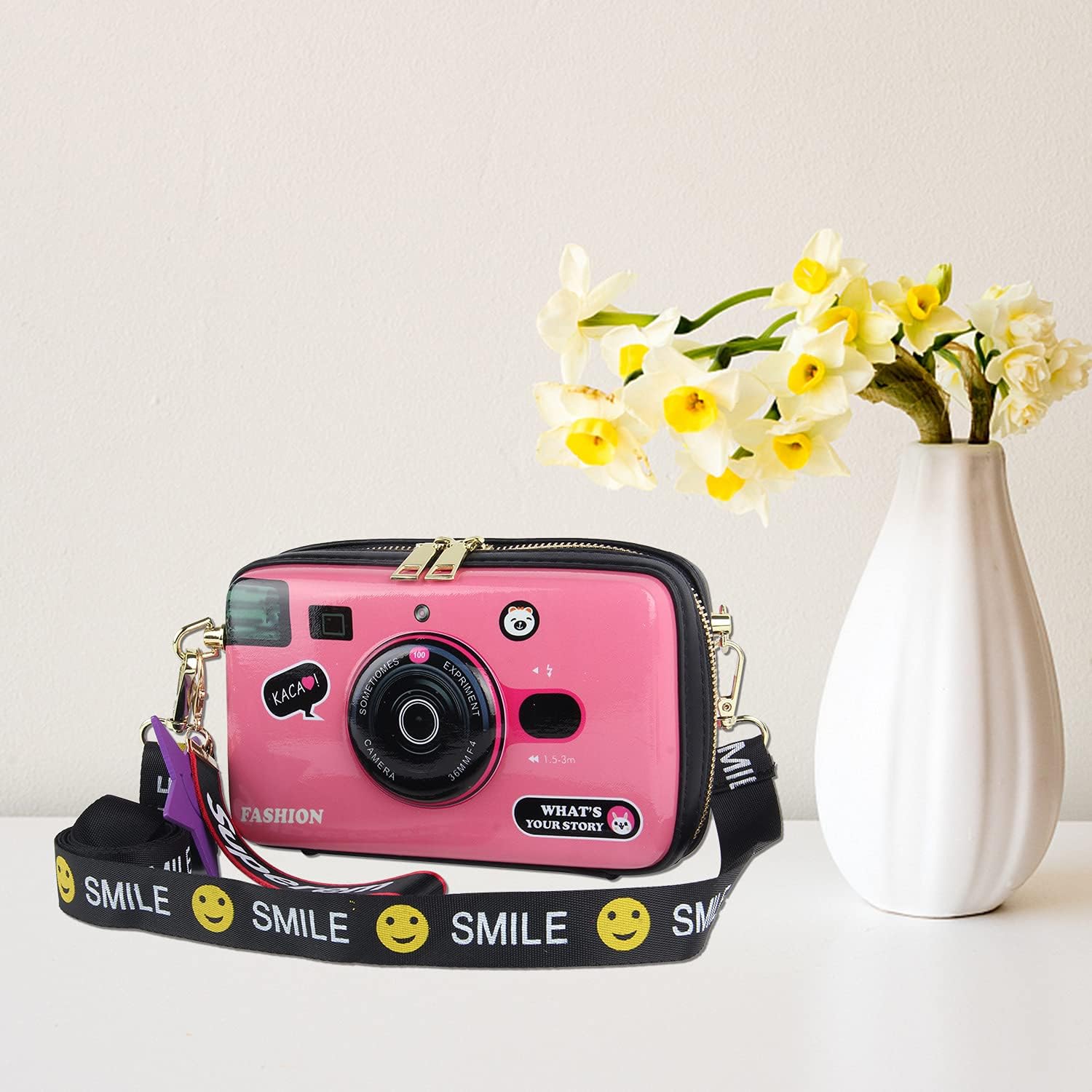 KUANG! Women Fashion Camera Shaped Crossbody Handbag PU Leather Vintage Shoulder Bag Novelty Clutch Box Purse - Image 2