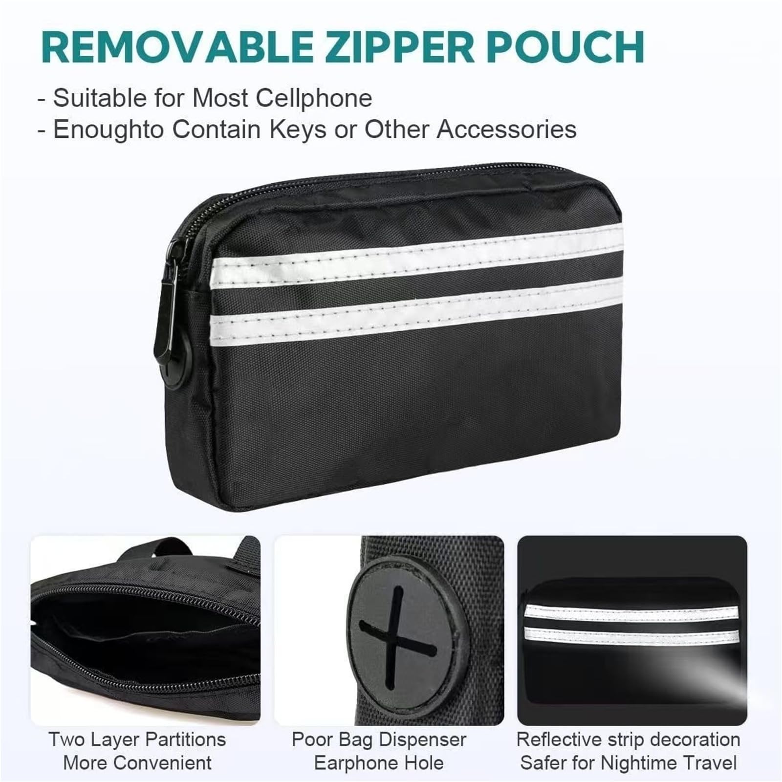 Laisse Mains Libres pour Chien avec Ceinture, Laisse Élastique À Poignée Simple Ou Double avec Pochette pour Promener(Blue,Double)