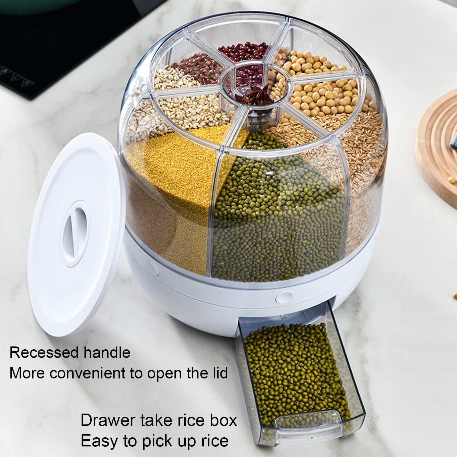 Dispenser Cereali Da 10 Kg - Contenitore Hermetico Con Misurino, Per Cucina - Foto 4