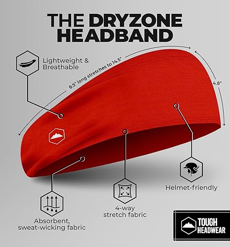 Miniatura 3 de Tough Headwear Tough Outfitters Headband for Men - Mens Headbands - Working Out Sports Performance Head Bands - Athletic Cycling Running Sweat Band,