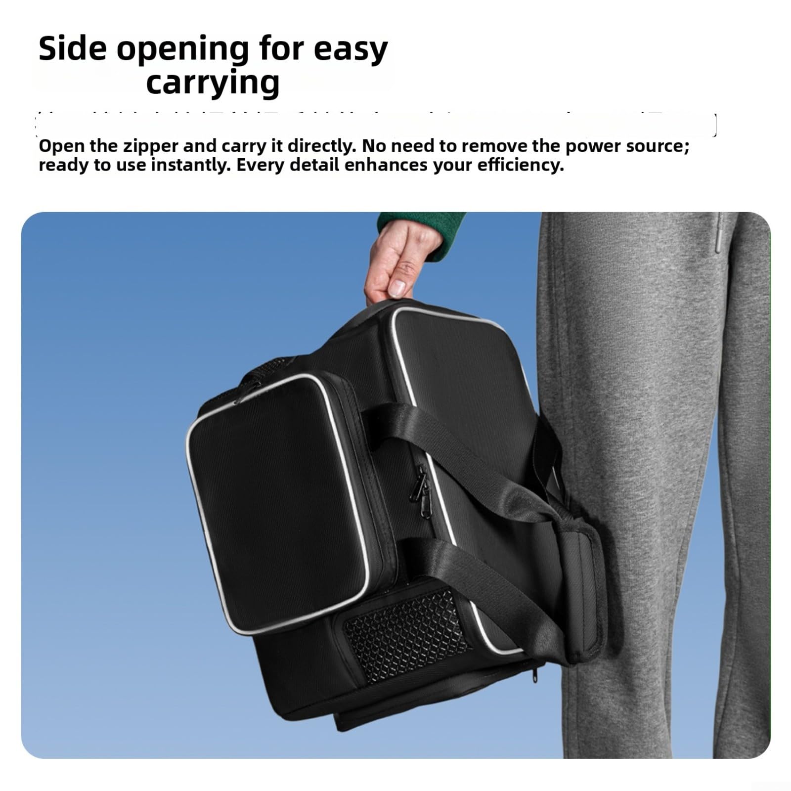 Funda rígida de transporte de EVA compatible con Power 1000, para bolsa de almacenamiento protectora al aire libre, camping, carcasa para banco y cables, color negro