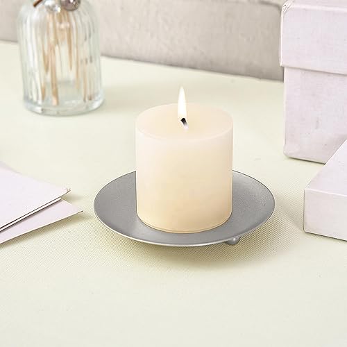 Miniatura 2 de Portavelas decorativo de hierro, soporte de vela para velas LED y de cera, spa, baño, bodas, 4.33 x 0.78 pulgadas, juego de 3 (plateado)