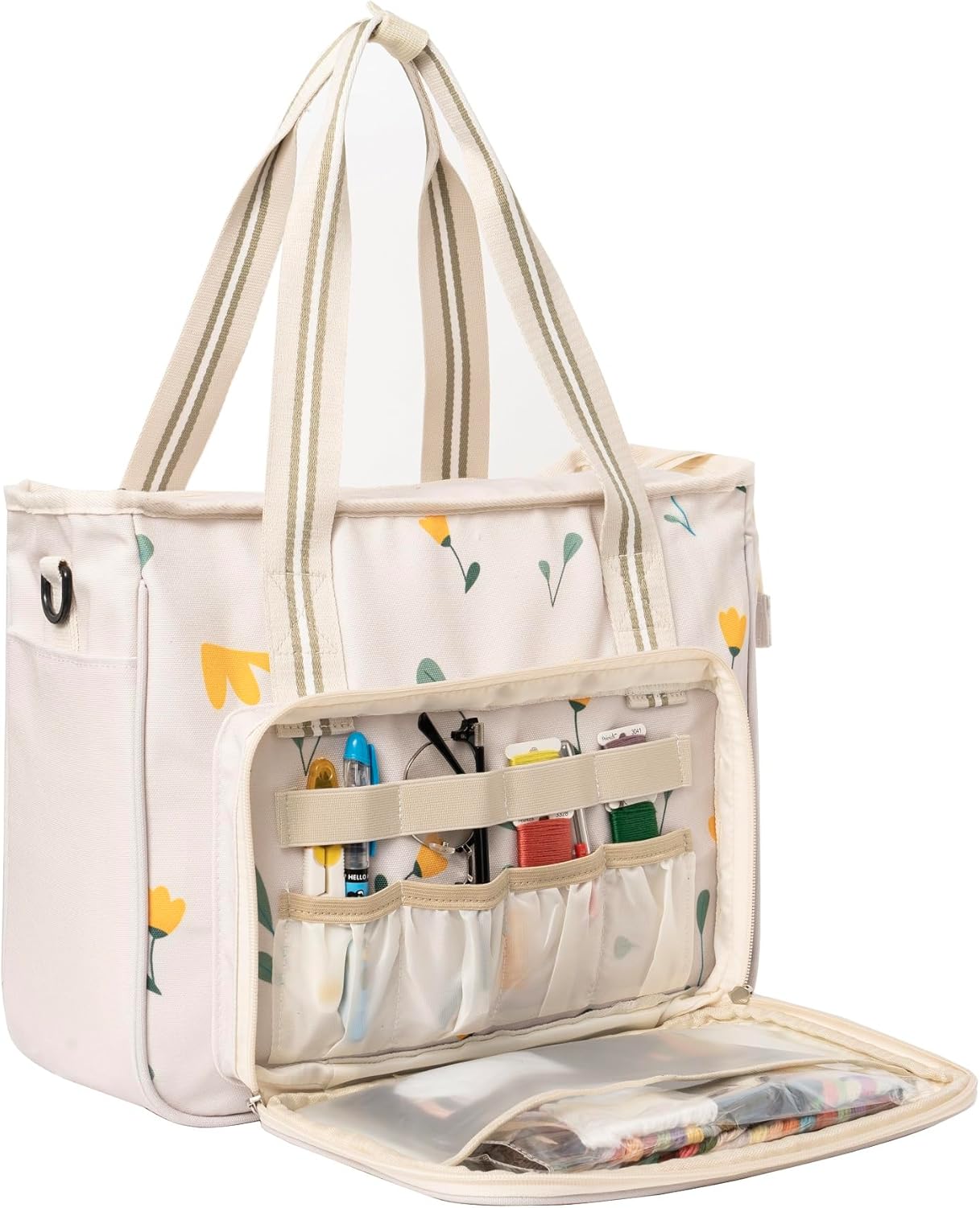 Peirich Embroidery Kits Storage Bag, Portable Craft Carry Case, Sewing Kits Embroidery Supplies Storage Bag and Embroidery Project Carrying Bag (Bag Only) for Beginner, Adults