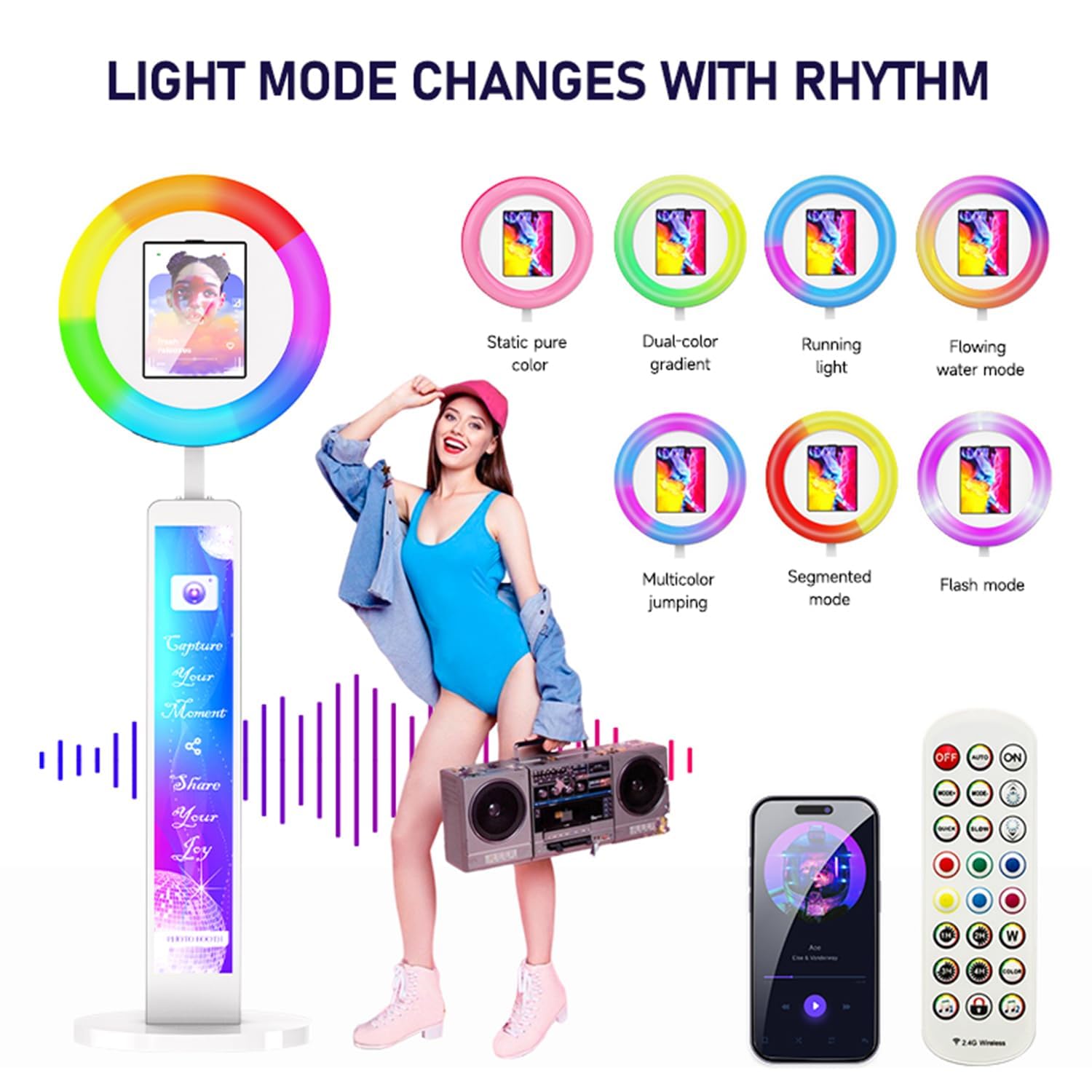 Cabina Fotografica MWE Con Flight Case E Luci RGB – Software ChackTok VIP 2 Mesi, Sincronizzazione Musicale, Ideale Per Matrimoni E Feste