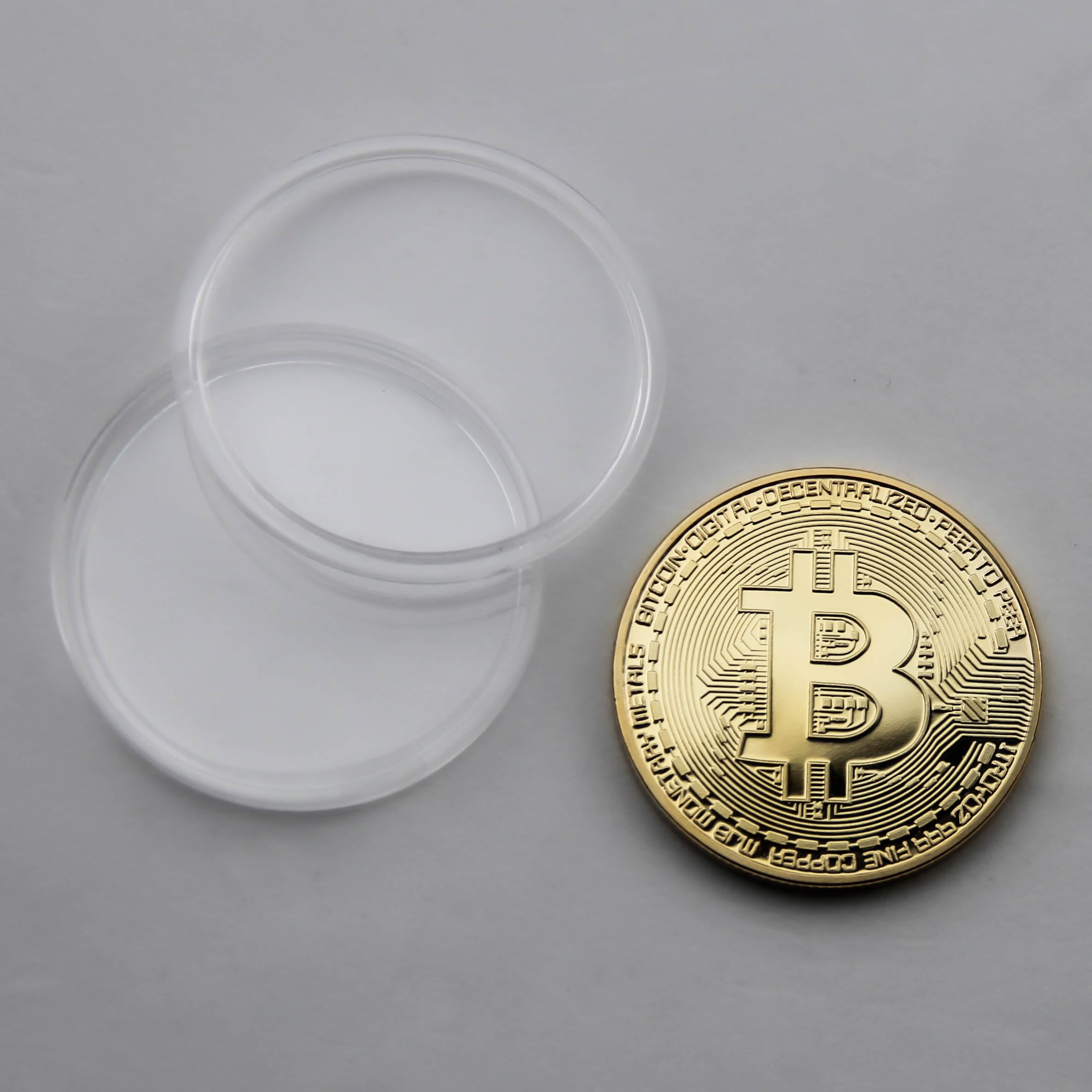 Amazon.com: Bitcoin Coin 紀念BTC 硬幣實體比特幣收藏家金屬金色加密代幣加密貨幣禮物收藏保護套: 藝術古董收藏