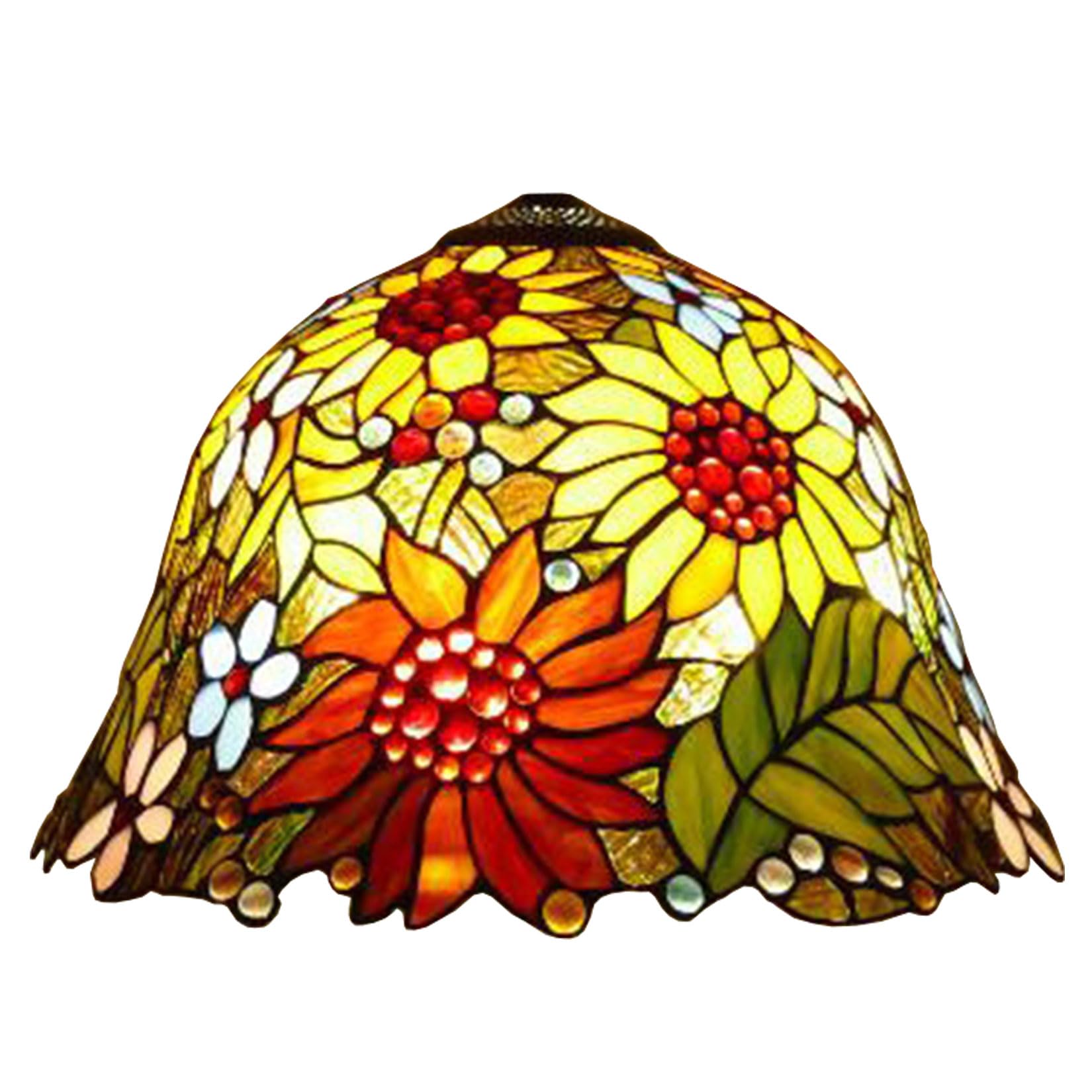SaryEdge Christmas Home Decor Sunflower Lamp Shade Replacement, Only Tiffany Style Stained Glass Lampshades W16 H11 Inch Yellow Orange Floral Lampshade for Table Lamp Pendant Lights Fl，
