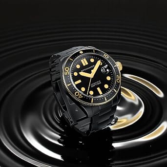 Spinnaker SP-5100-33 Croft Mid Black and Gold Collection Watch Automatic 15 ATM Water Resistant Sapphire Crystal Black Dial Men's [Genuine Product]