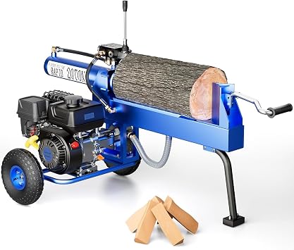 20-Ton Gas Log Splitter, 209CC 7HP Hydraulic Wood Splitter for Firewood 20" x 16", 2 Stage Gear Pump & 8 Seconds Fast Auto Return, Heavy Duty Gas Power Log Splitters, Horizontal Firewood Splitter