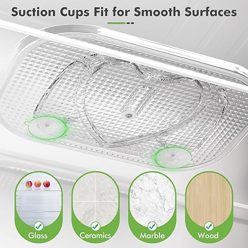 Miniatura 5 de Paquete de 2 Lazy Susan para refrigerador, 14.17 x 10.24 pulgadas, organizador Lazy Susan para gabinete, organizadores de refrigerador y