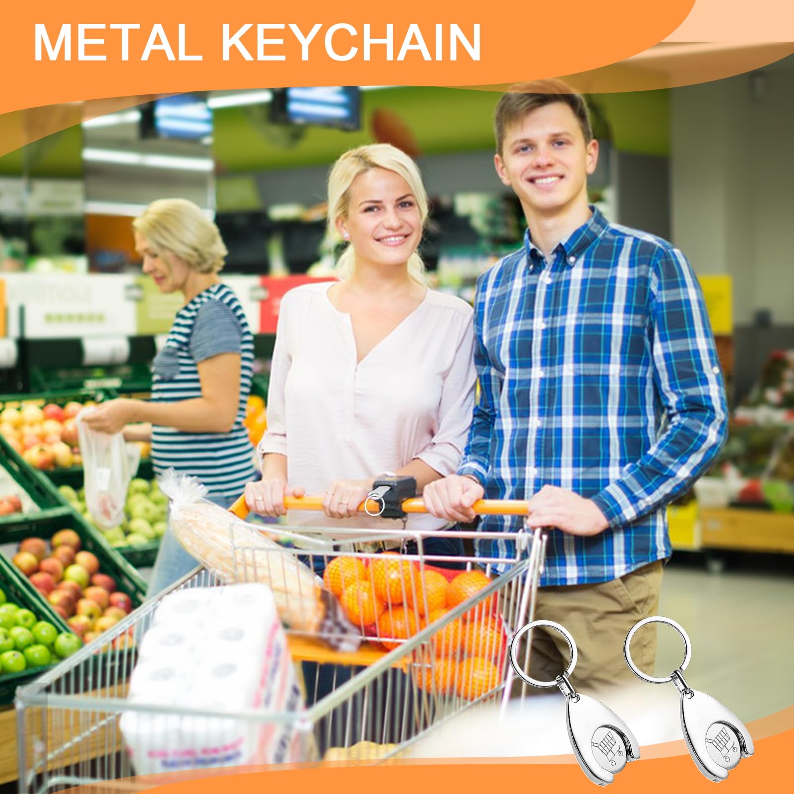 6 Gettoni Per Carrello Della Spesa In Acciaio - Portachiavi Con Apribottiglie - Foto 7