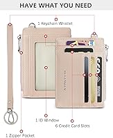 Vista 2 de BOSTANTEN Cartera pequeña para mujer RFID de piel con bolsillo con cremallera, Rosado, Llavero incluido