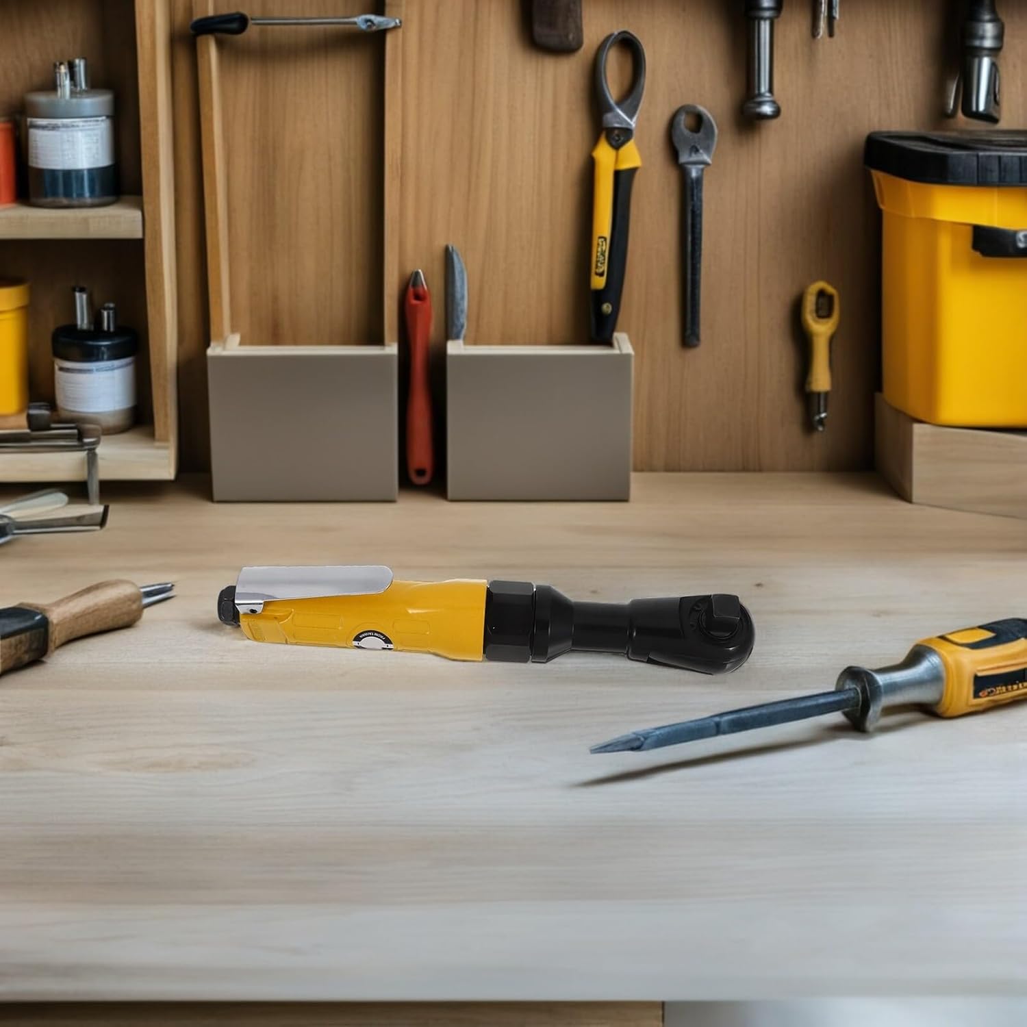 SECFOU 1/2" Adjustable Air Ratchet Wrench Heavy Duty Pneumatic Torque Tool for Car Repair Auto Maintenance Extended Lever Handle