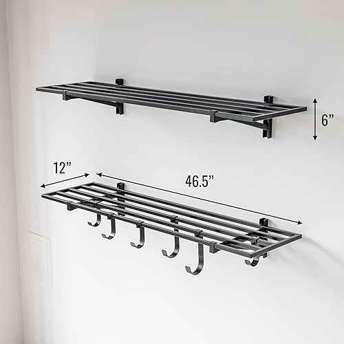 Miniatura 2 de StoreYourBoard Paquete de 2 estantes de pared de garaje resistentes, estante de almacenamiento de pared de 1 x 4 pies con ganchos, soporta 200