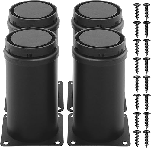 Anwenk Patas de muebles actualizadas de 4 pulgadas, patas ajustables de acero inoxidable, patas de gabinete de cocina, patas de mesa de escritorio,