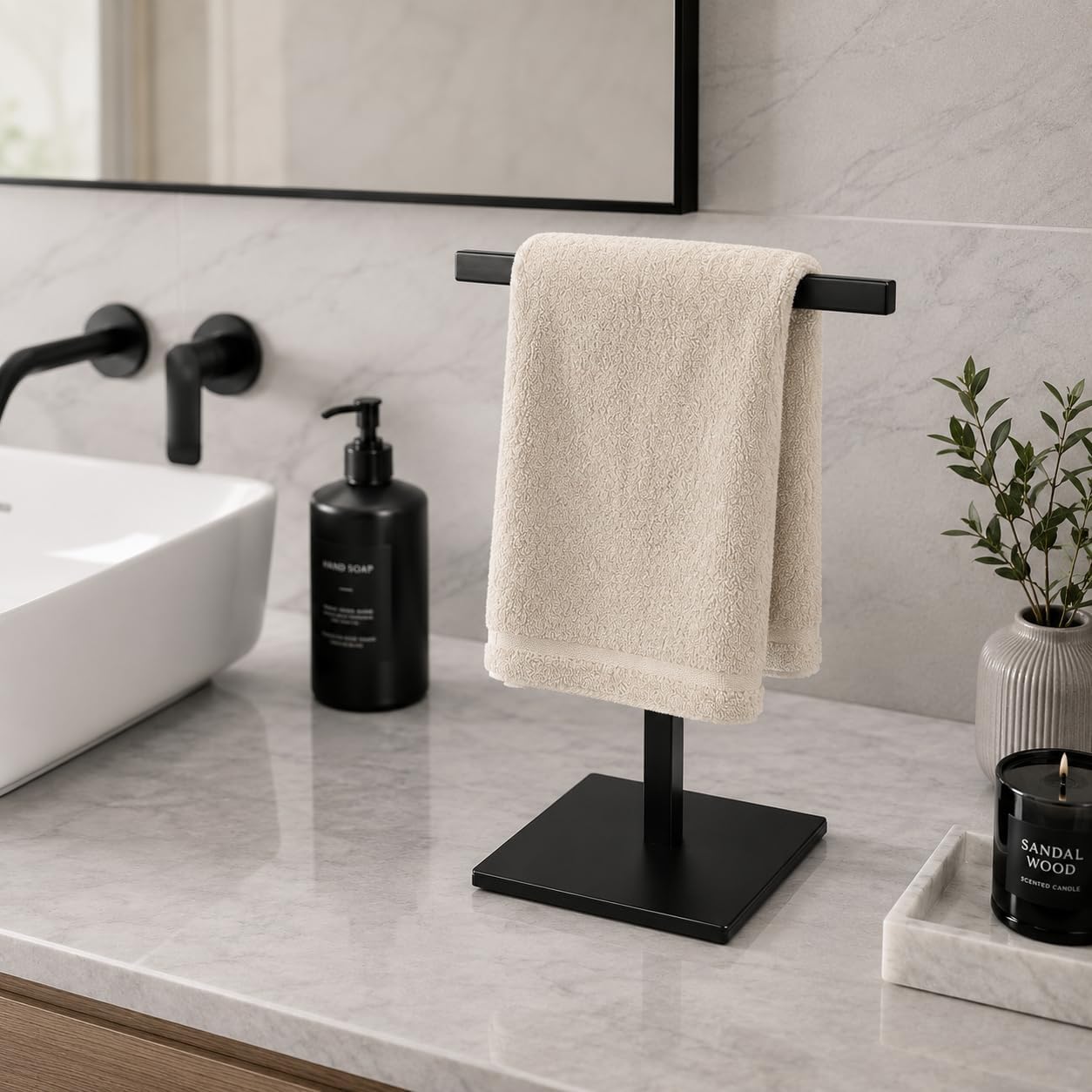 Bathroom Hand Towel Holder Stand，T-Shape Hand Towel Holder Stand SUS304 Stainless Steel for Bathroom，Kitchen or Vanity Countertop image 2