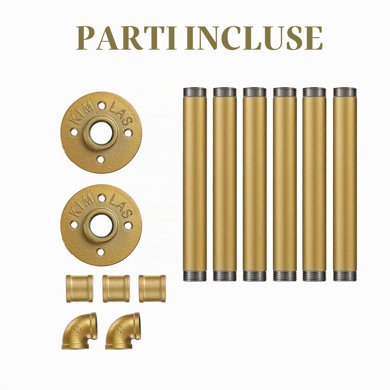 Ihomepark - Appendiabiti industriale in tubo dorato, appendiabiti da parete o soffitto, 40 pollici, in ferro dorato, barra per appendere i vestiti, asta in metallo resistente per esposizione al