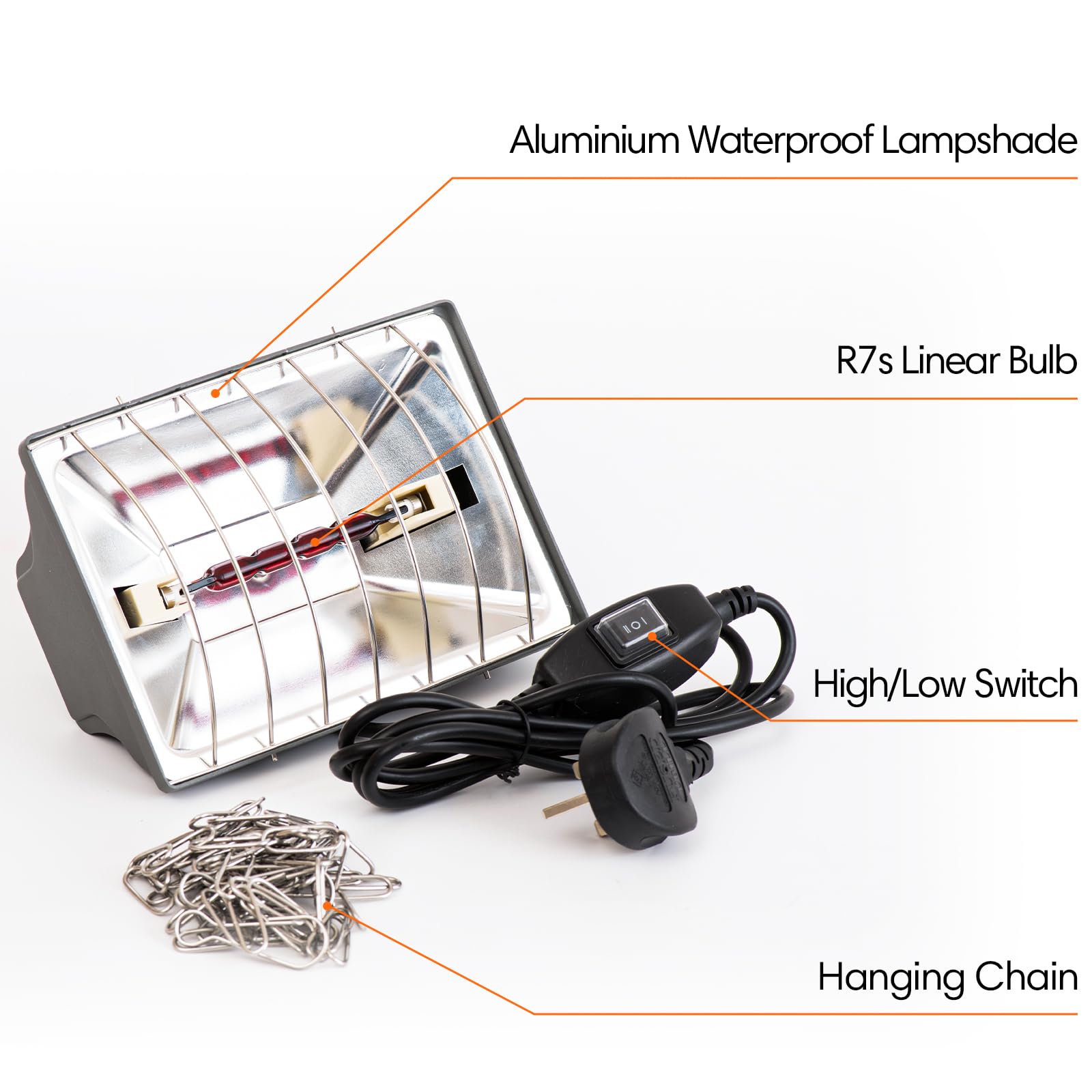 Infrarot Wärmestrahler mit 175W Lampe Heizlampe für Küken, 175W Brutlampenheizung für Küken und Enten, verstellbare Hängehöhe und wasserdichter Lampenschutz gegen Herunterfallen