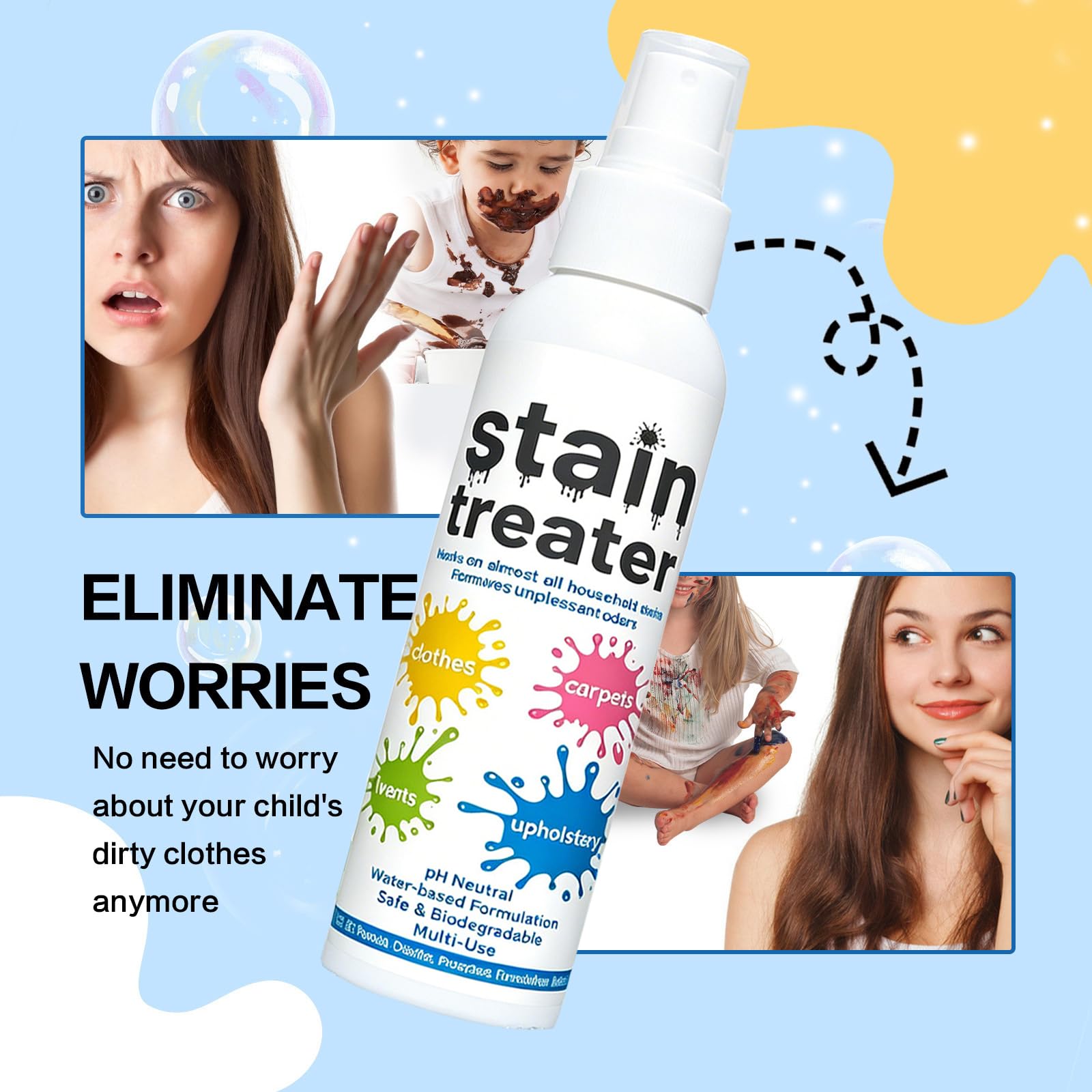 Détergent détachant pour vêtements,Stain Treater Spray détachant pour vêtements,spray anti-taches,traitement anti-taches,nourriture,graisse,café,linge,sous-vêtements,tissu