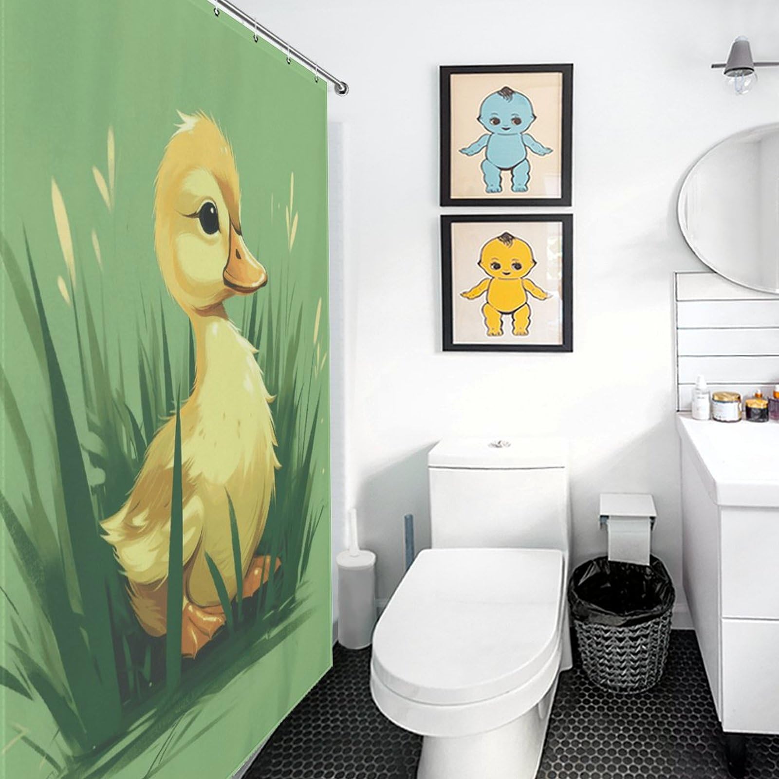Rideau de douche anti-éclaboussures en tissu étanche 183x183 cm motif canard rigolo