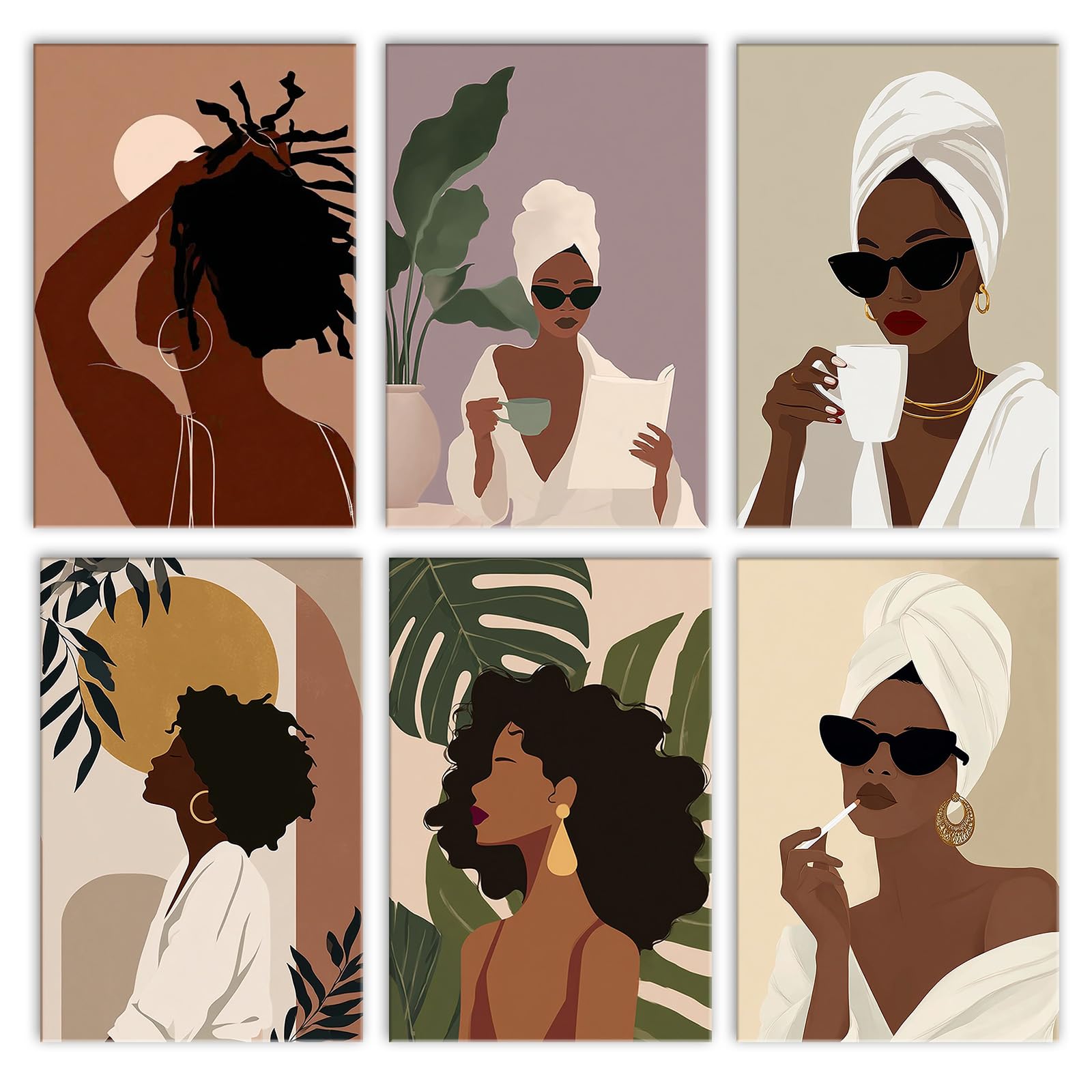 Peinture à l'huile numérique Walarky lot de 6 portraits fille