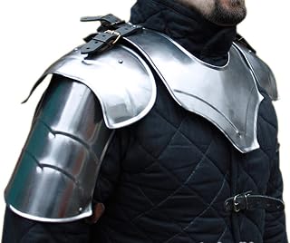 Queen Armour 16 Gauge Medeeval Shoulder pauldrons with Neck LARP Fantasy (1.5 mm) Silver