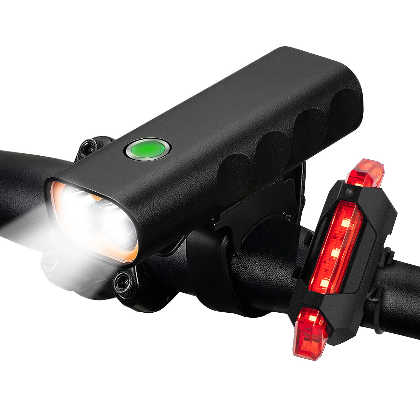 Bike Light Set, 800 Lumens Super Bright LED USB Rechargeable Bicycle Light Front and Back, with 3 Modes IPX6 Waterproof Headlight & Free Taillight for Safe Cycling Hiking