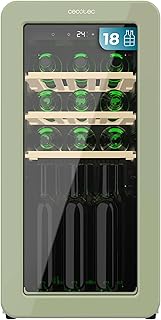 Cecotec Vinoteca 18 Botellas Retro Bolero Grandsommelier Origin 18 Hit Green. Acabado En Verde Con Control Led, Temp. 5-20ºC, Compresor, NoFrost, Estantes Madera, Luz Interior, Ventilación