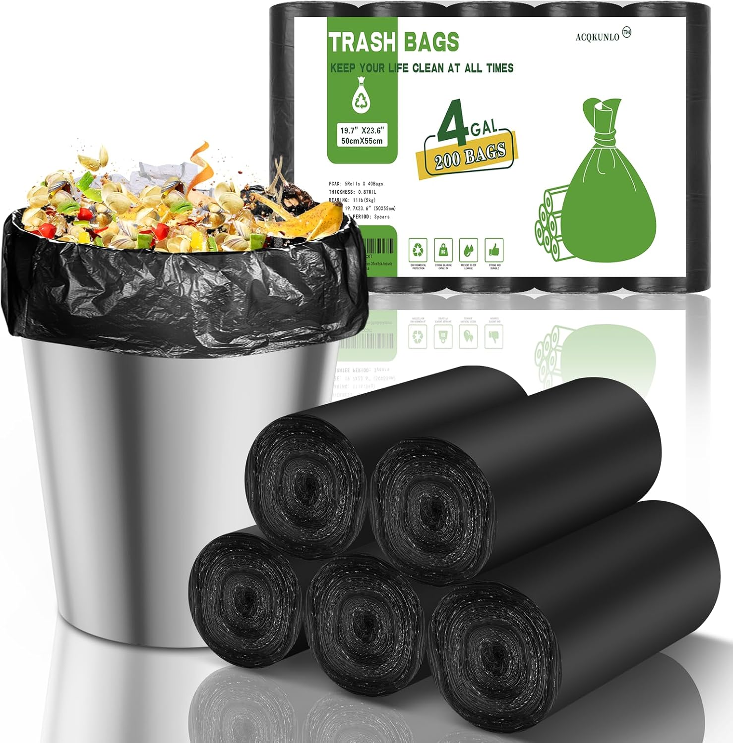 4 Gallon Biodegradable Black Trash Bag Small Garbage Bags