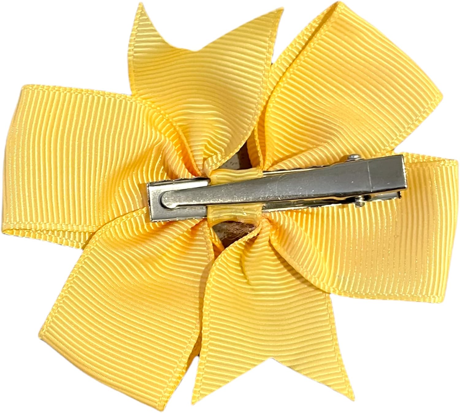 Hair Bows Clips Slides Grips 3" inch Pinwheel Solid Vibrant Colours Hairbows - 10 Pack (Golden Yellow) - Image 4