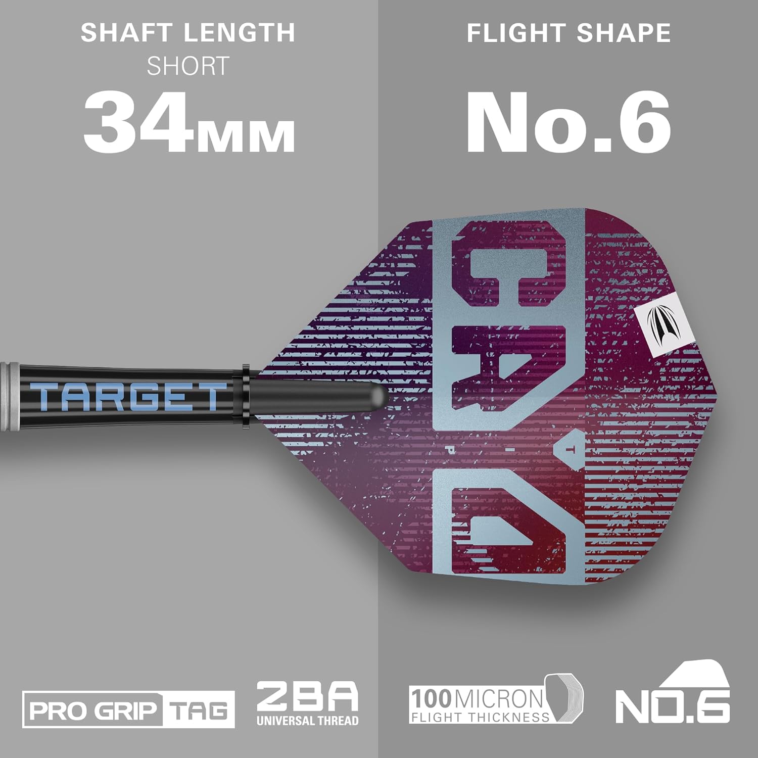 Target Darts Cryo Soft Tip Dart Set, Barrels 11/12/13 – 18G/19G/20G/21G | 90% Tungsten Barrel, Cryo Tips, Pro Grip Tag Shafts & No.6 Flights, Claret Purple & Blue Design