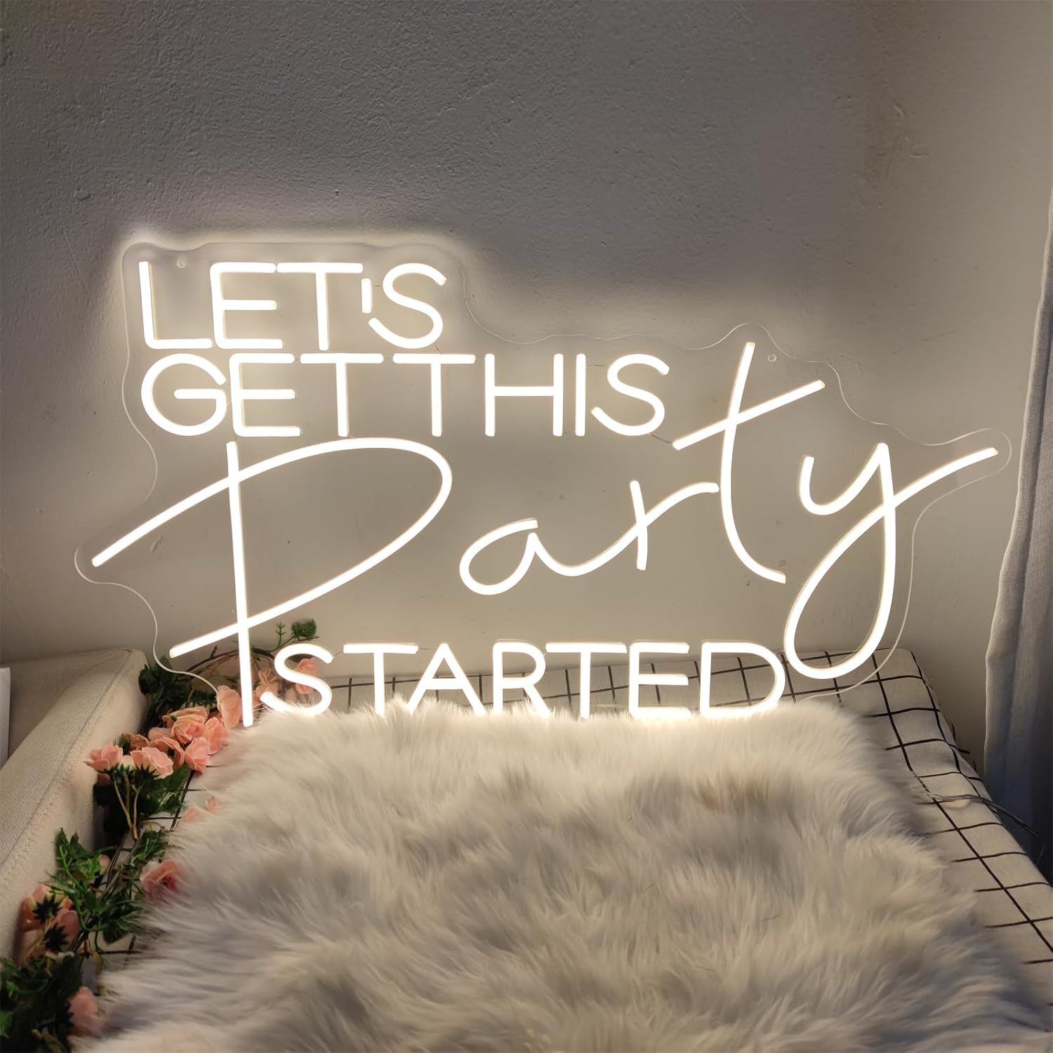 Let's Get This Party Started Neon Sign for Wall Decor,Led Signs, Decoration Neon Lights for Bar Pub Christmas, Bedroom Neon Signs Engagement Birthday Wedding Party, Size:76 * 41.3cm