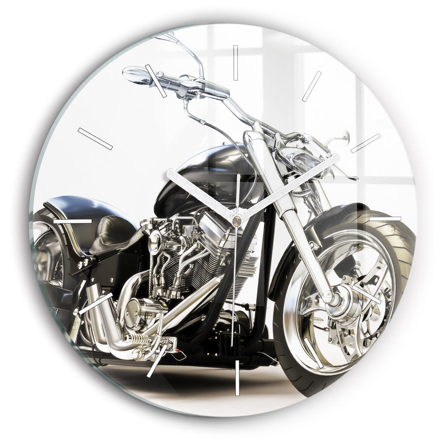 Horloge en verre Wallfluent 30 cm horlogerie moderne silencieuse moto noire