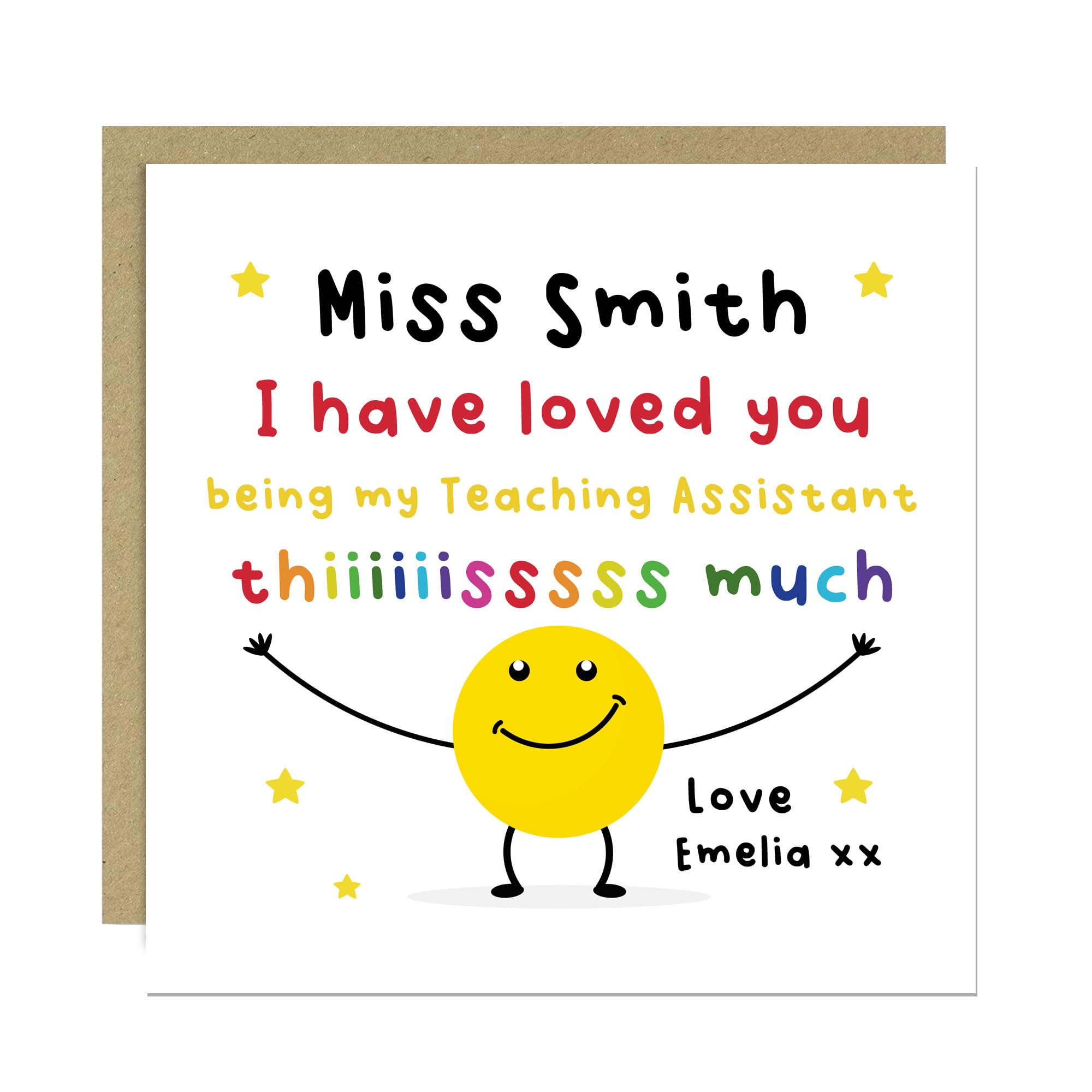 RED OCEAN PERSONALISED Thank You Cards for TA Loved You This Much Teaching Assistant Appreciation Card For Thanks With Envelope Included Leaving School Nursery Card From Student Child