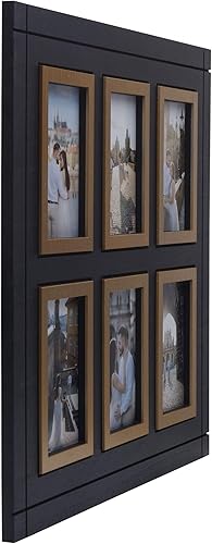 Miniatura 3 de MELANNCO Marco de collage contemporáneo de 6 aperturas, 19.7 x 18.9in, marrón oscuro