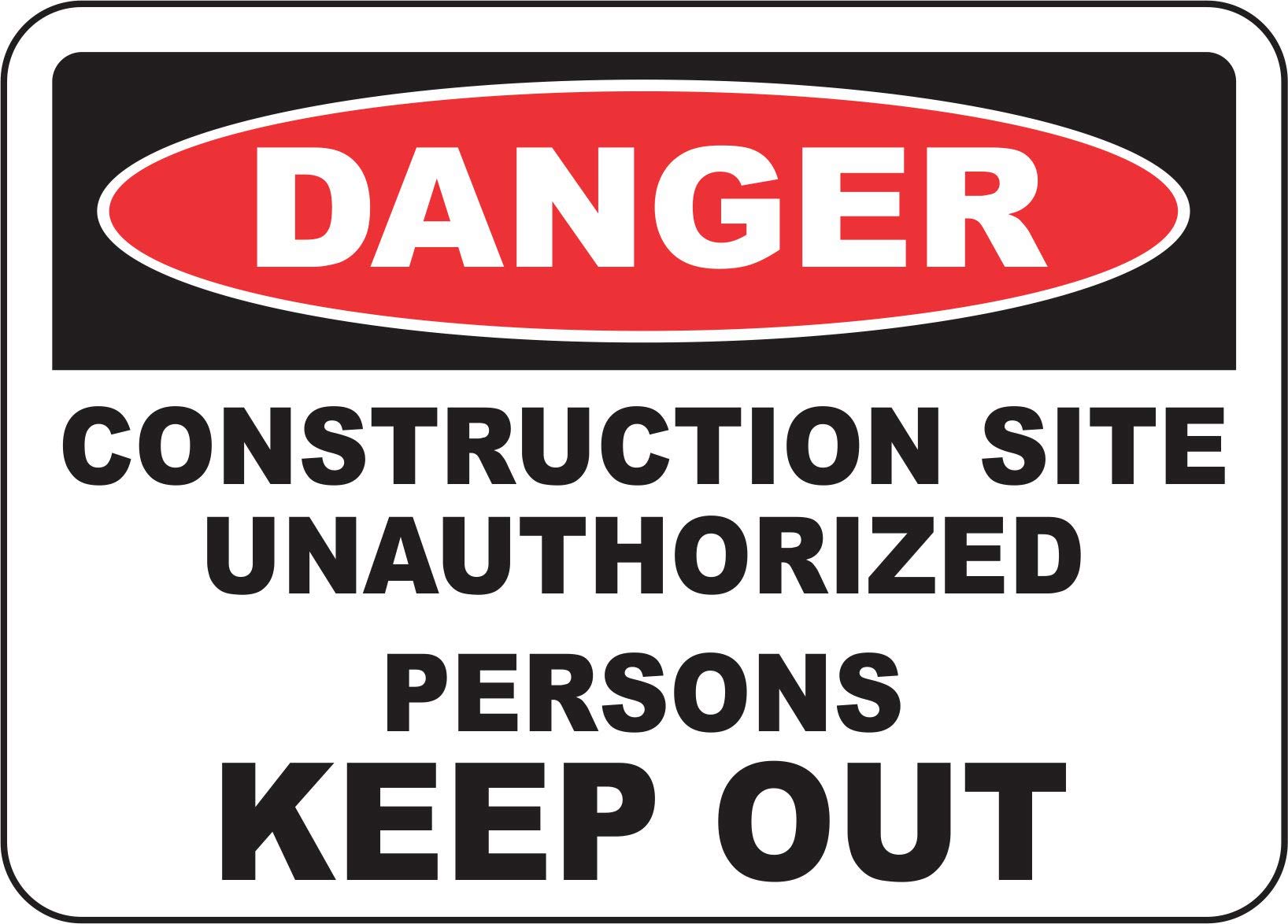 INDIGOS UG - Pegatinas - Seguridad - Advertencia - Construction Site Keep Out Sign 1219mmx914mm - Decal for Office - Oficina - Empresa - Escuela