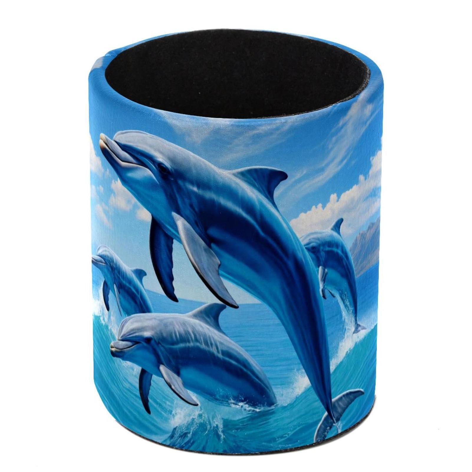 FWJZDSP Desk Organizer Pen Holder for Desk, Dolphins Pencil Holder, Large Capacity Pen Cup Makeup Brush Holders Desktop Office Supplies Storage Organizer