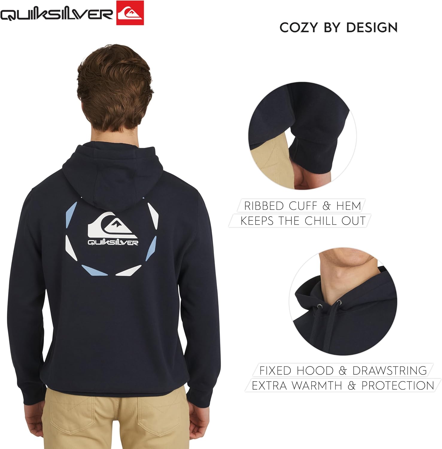 Quiksilver Men's Regular Fit Super Soft Fleece Midweight Pullover Hooded Sweatshirt - Image 4