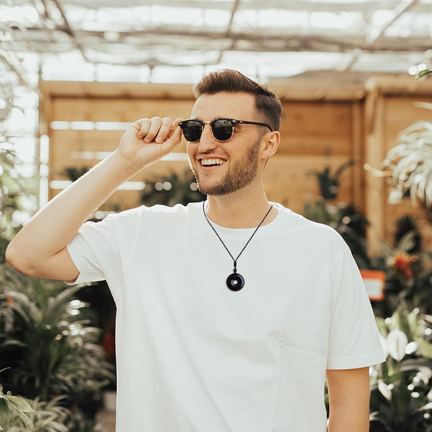 ASGIFT Lucky Coin Crystal Necklace 30mm Round Donut Natural Quartz Protection Pendant with Adjustable Rope Reiki Healing Crystal Stone Spiritual Necklaces for Men Women - Image 5