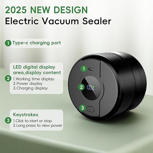 Miniatura 2 de Kit de sellador al vacío de tarros de masón, sellador eléctrico para tarros Mason de boca ancha y regular, sellador al vacío de conserva, sellador