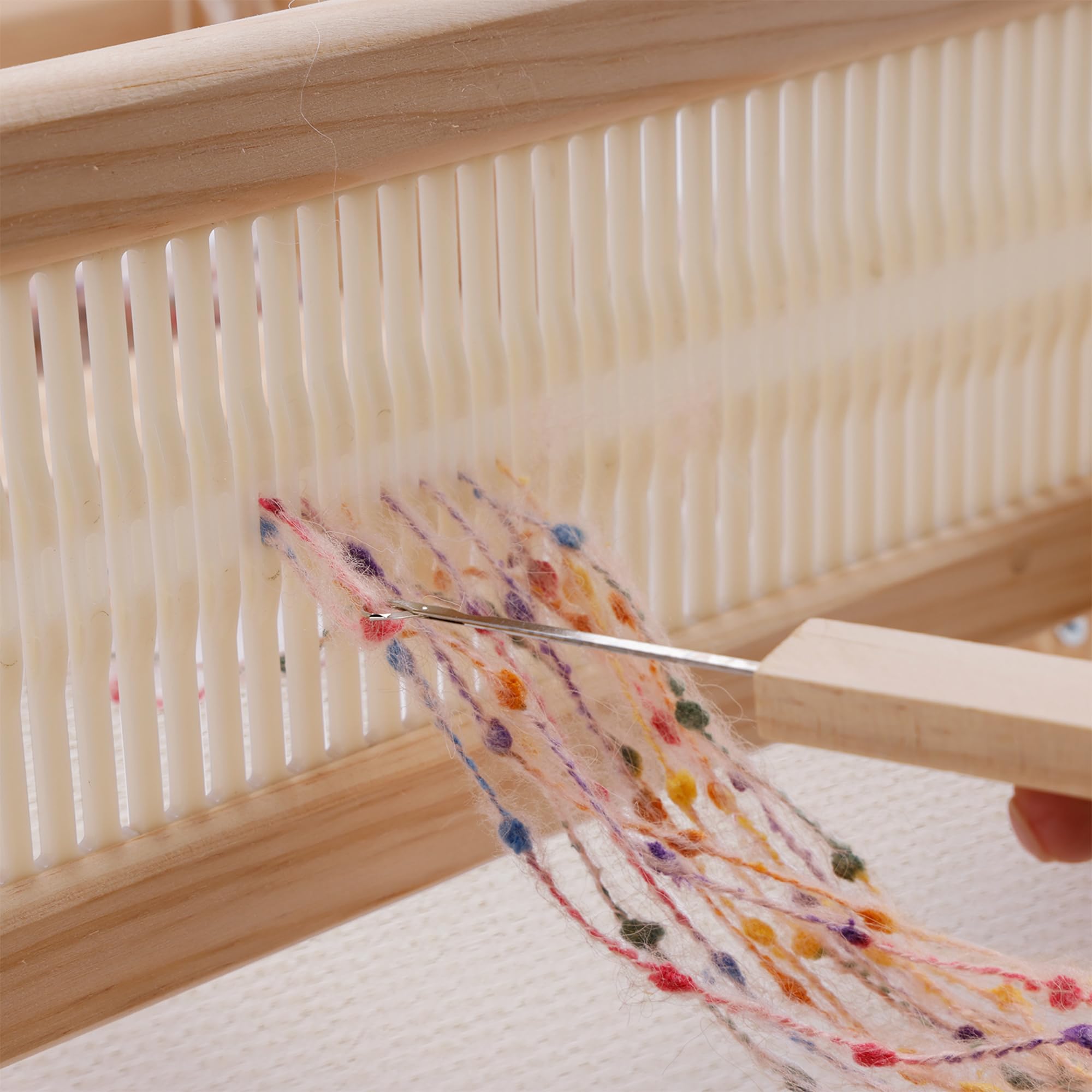 PURCOULEUR Telaio rigido da 40,6 cm con supporto, telaio in legno per adulti, telaio multi-Craft per principianti, telaio per fili con piolo, supporto per filo, kit per tessitura a bastone per