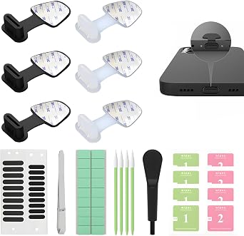 6PCS Anti-Lost USB C-Type Anti Loss Dust Plugs, for iPhone 16 15 Pro Max Plus All USB C Ports,USB C Charging Port Dust Covers,USB C-Type Port Silicone Dust Covers, with Cell Phone Cleaning Kit
