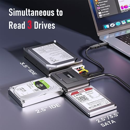 Miniatura 2 de Unitek Adaptador USB C a SATA IDE  Kit de convertidor de adaptador de disco duro externo para disco duro universal de 2.53.5 pulgadas HDDSSD,